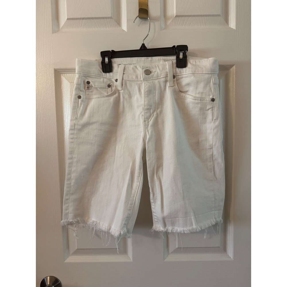 AG Adriano Goldschmied Nikki Relaxed Skinny Shorts Women 27 White Raw Hem Denim - Picture 1 of 6